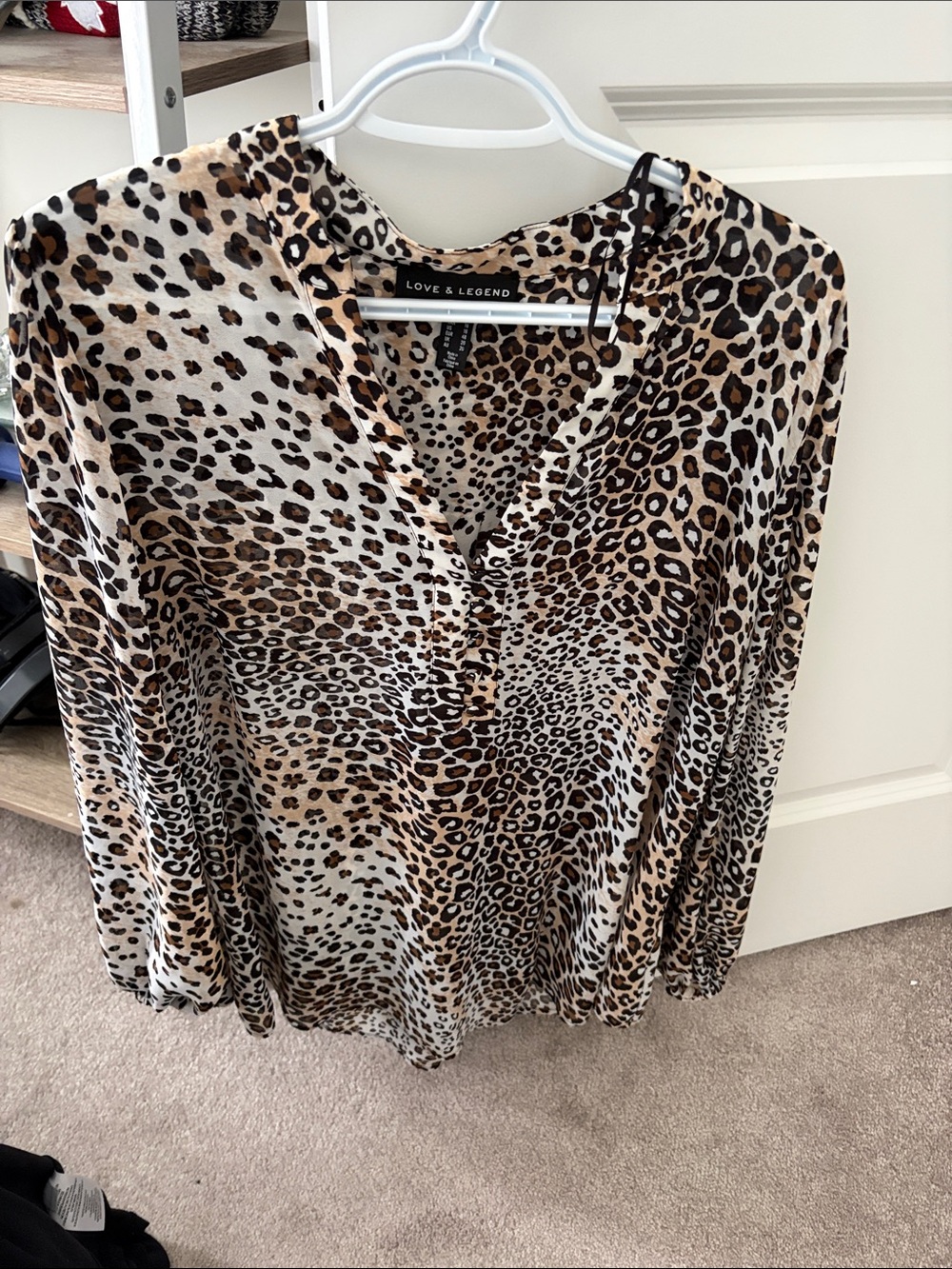 Love & Legend Leopard Print V-Neck Tunic - Brown, Black, Cream